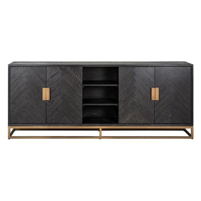 Richmond Blackbone Black Oak and Brass Sideboard-Belmont Interiors