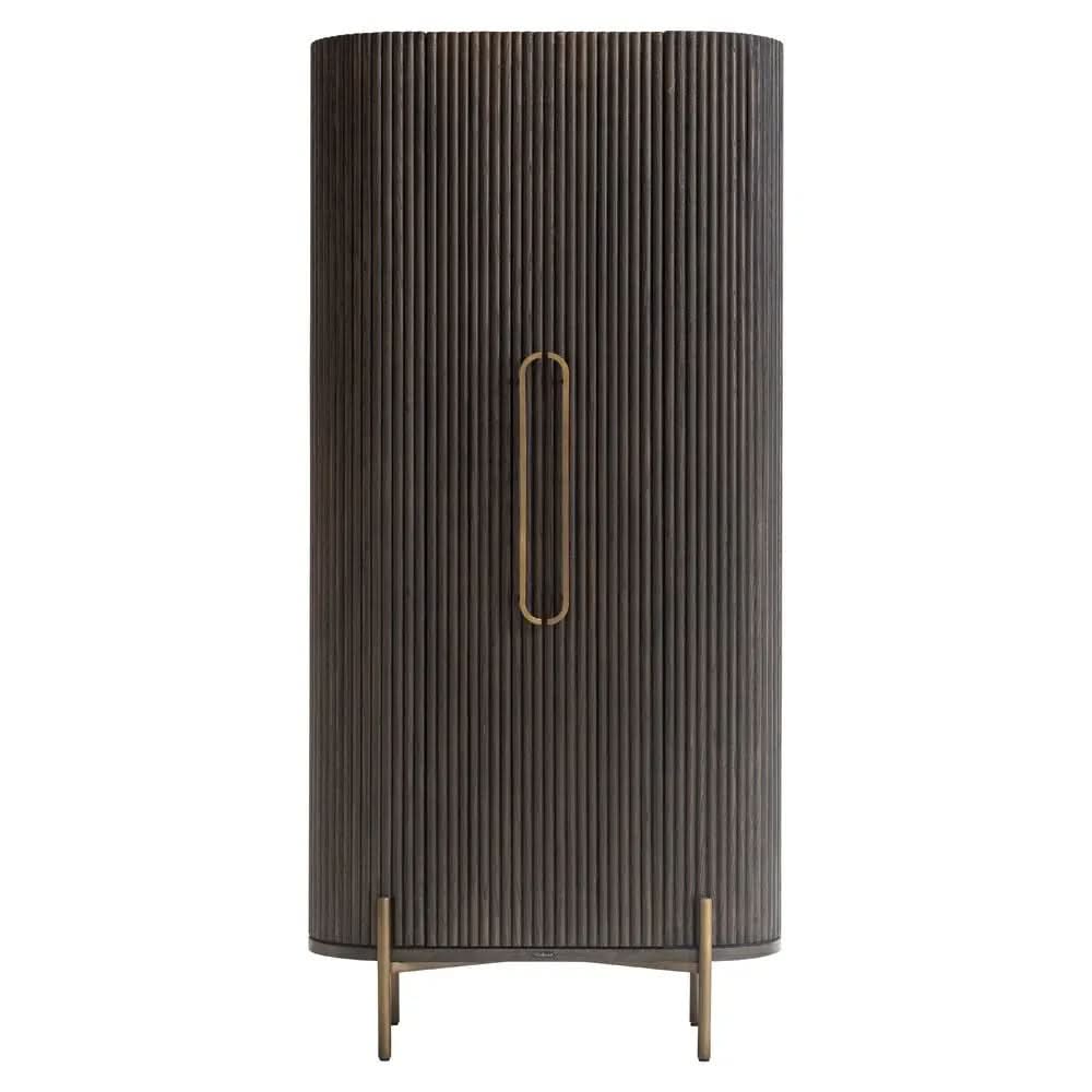 Richmond Interiors Luxor 1 Door Cabinet – Brown & Brass