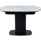 Ritz 120-180cm White Ceramic Marble Swivel Mechanism Extending Table