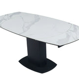 Ritz 120-180cm White Ceramic Marble Swivel Mechanism Extending Table