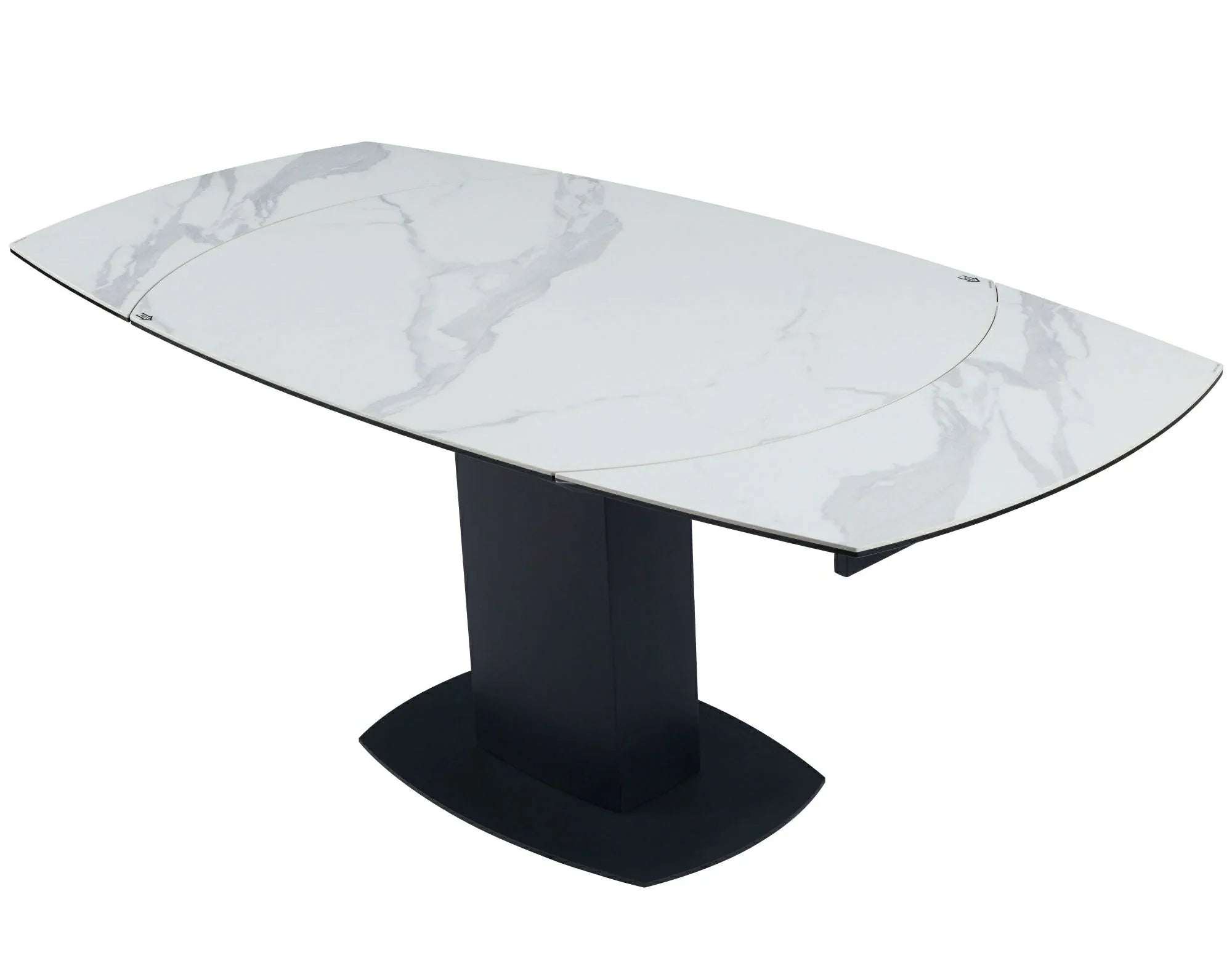 Ritz 120-180cm White Ceramic Marble Swivel Mechanism Extending Table