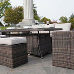 8 Seater Rattan Outdoor Garden Furniture Set With Gas Fire Pit Table-Esme Furnishings