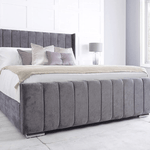 The Florida Panel Wing Plush Velvet Bed Frame-Esme Furnishings