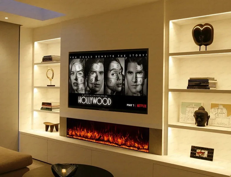 71 Inch HD 2024 Panoramic Slim Line Glass Front Borderless UHD Electric Fire HD+ 3D Effect