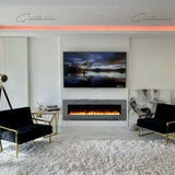 Aurora Grey 50" Insert Electric Fire 10 Colour LED Glass Wall Mounted Inset-Esme Furnishings