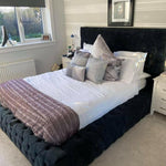 The Mayfair Upholstered Plush Velvet Button Bed Frame-Esme Furnishings