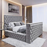 The Logan Upholstered Chesterfield Plush Velvet TV Bed Frame-Esme Furnishings