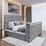 The Logan Upholstered Chesterfield Plush Velvet TV Bed Frame-Esme Furnishings