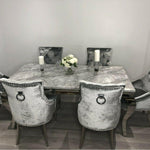 Louis Grey Marble 150CM Dining Table + Belle Silver Grey Chairs, Bench Option-Esme Furnishings