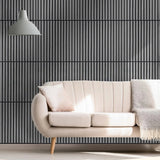 Pack of x4 Ash Grey 60x60cm Acoustic Square 3D Slatted Wood Wall Panel Box
