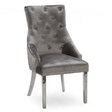 Belle Pewter Knockerback Soft Velvet Dining Chair-Esme Furnishings