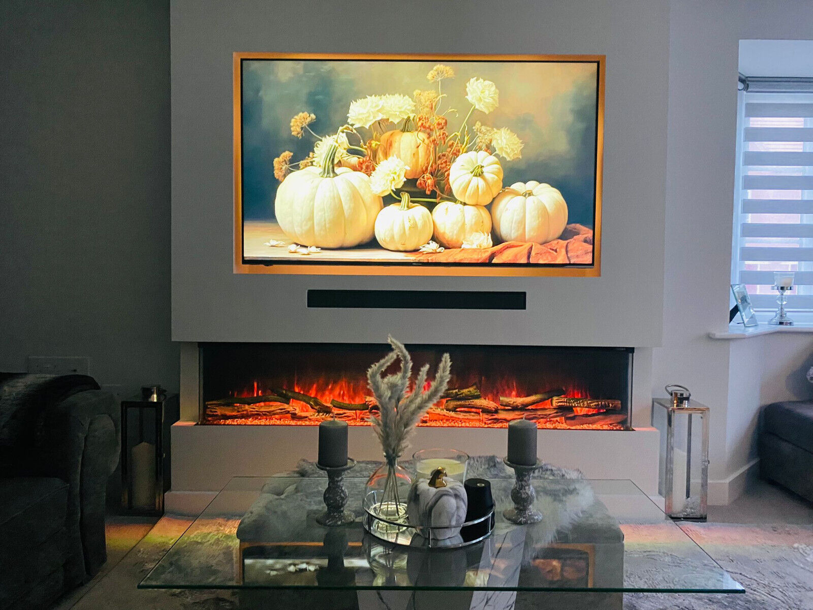 60 Inch HD 2024 Panoramic 3 Sided Glass WiFi Electric Fire HD+ 3D Effect