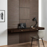 Pack of x4 Walnut 60x60cm Acoustic Square 3D Slatted Wood Wall Panel Box