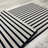 Pack of x4 Ash Grey 60x60cm Acoustic Square 3D Slatted Wood Wall Panel Box