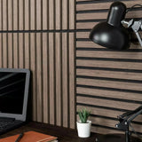 Pack of x4 Walnut 60x60cm Acoustic Square 3D Slatted Wood Wall Panel Box