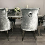 Arianna 180cm Grey Marble Dining Table + Belle Velvet Dining Chairs + Bench-Esme Furnishings