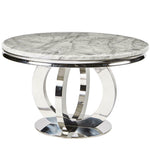 Chelsea 130cm Marble & Chrome Round Dining Table - 4 Colours-Esme Furnishings