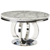 Chelsea 130cm Marble & Chrome Round Dining Table - 4 Colours-Esme Furnishings