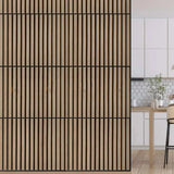 Pack of x4 Natural Light Oak 60x60cm Acoustic Square 3D Slatted Wood Wall Panel Box
