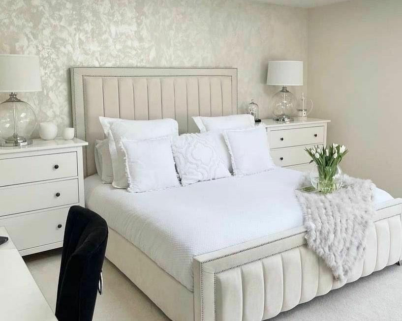 The Monaco Panel Upholstered Plush Velvet Bed Frame-Esme Furnishings