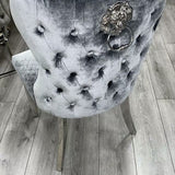 Arianna Marble & Chrome Dining Table With Shimmer Valente Lion Knocker Chairs