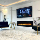 Aurora Black 72" Insert Electric Fire 10 Colour LED Glass Wall Mounted Inset-Esme Furnishings