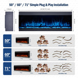 50 Inch HD 2024 Panoramic Slim Line Glass Front Borderless UHD Electric Fire HD+ 3D Effect