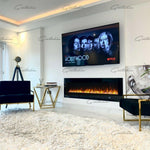 Aurora Black 60" Insert Electric Fire 10 Colour LED Glass Wall Mounted Inset-Esme Furnishings