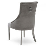 Belle Pewter Knockerback Soft Velvet Dining Chair-Esme Furnishings