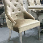 Arianna 150cm Cream Marble Dining Table + Belle Champagne Velvet Chairs-Esme Furnishings