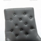 Winchester Grey PU Dining Chair Faux Leather Lion Knocker Chrome-Esme Furnishings
