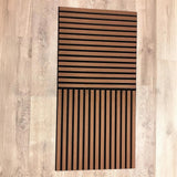 Pack of x4 Walnut 60x60cm Acoustic Square 3D Slatted Wood Wall Panel Box