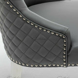 Winchester Grey PU Dining Chair Faux Leather Lion Knocker Chrome-Esme Furnishings