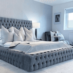 The Mayfair Upholstered Plush Velvet Button Bed Frame-Esme Furnishings