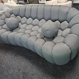 Bella Grey Bubble Cloud Boucle Velvet 3 Seater Sofa