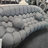 Bella Grey Bubble Cloud Boucle Velvet 3 Seater Sofa
