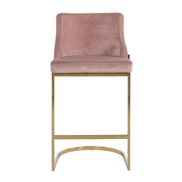Richmond Bolton Pink & Khaki Velvet Barstool-Belmont Interiors