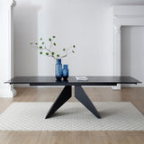 Silux Carbon Black Glass 180-260cm Extending Dining Table