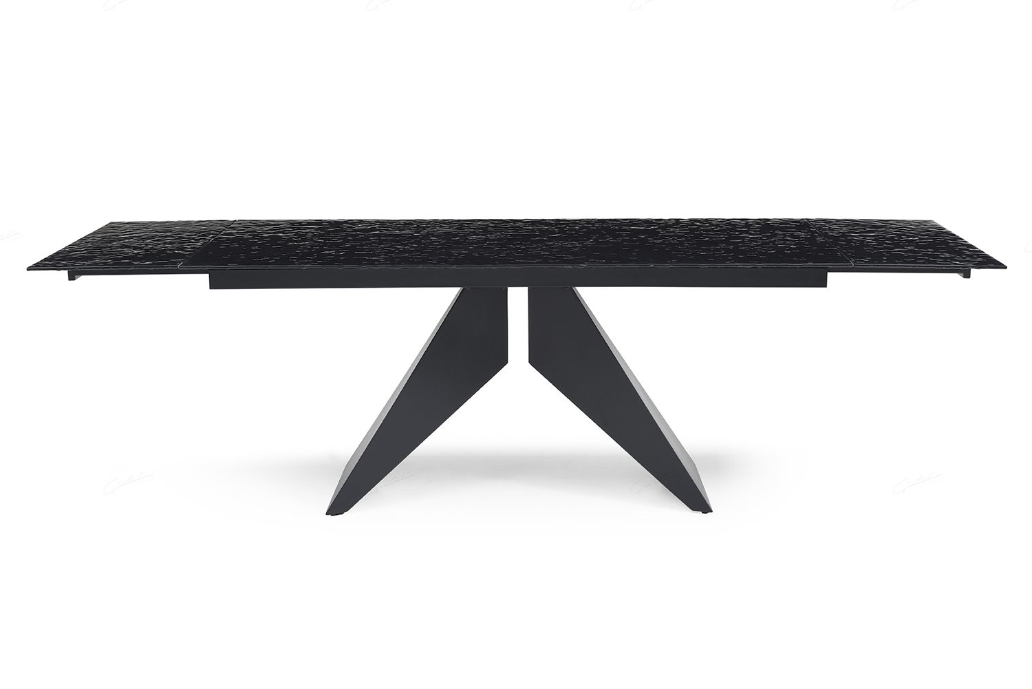 Silux Carbon Black Glass 180-260cm Extending Dining Table