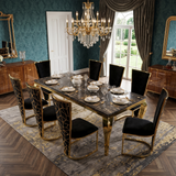 Sofia Black Gold Marble Dining Table Set with Vienna & Gold Chairs