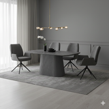 Davos 180cm Oval Grey Ceramic Marble Dining Table