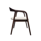 Tessa Walnut Dark Wooden Ivory Boucle Fabric Dining Chairs - Pairs