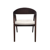 Tessa Walnut Dark Wooden Ivory Boucle Fabric Dining Chairs - Pairs