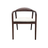 Tessa Walnut Dark Wooden Ivory Boucle Fabric Dining Chairs - Pairs