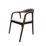 Tessa Walnut Dark Wooden Ivory Boucle Fabric Dining Chairs - Pairs