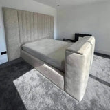 The Blenheim Wide Panel Tall Bespoke TV Bed in Luxury Velvet - Esme Furnishings