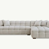 The Bubble Ivory White Boucle Fabric Left Hand Corner Tribeca Sofa - Esme Furnishings