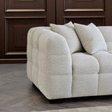 The Bubble Ivory White Boucle Fabric Left Hand Corner Tribeca Sofa - Esme Furnishings