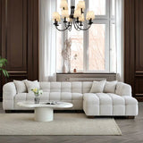 The Bubble Ivory White Boucle Fabric Left Hand Corner Tribeca Sofa - Esme Furnishings