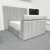 The Nevada Tall Panel Bespoke TV Bed in Luxury Velvet - Esme Furnishings